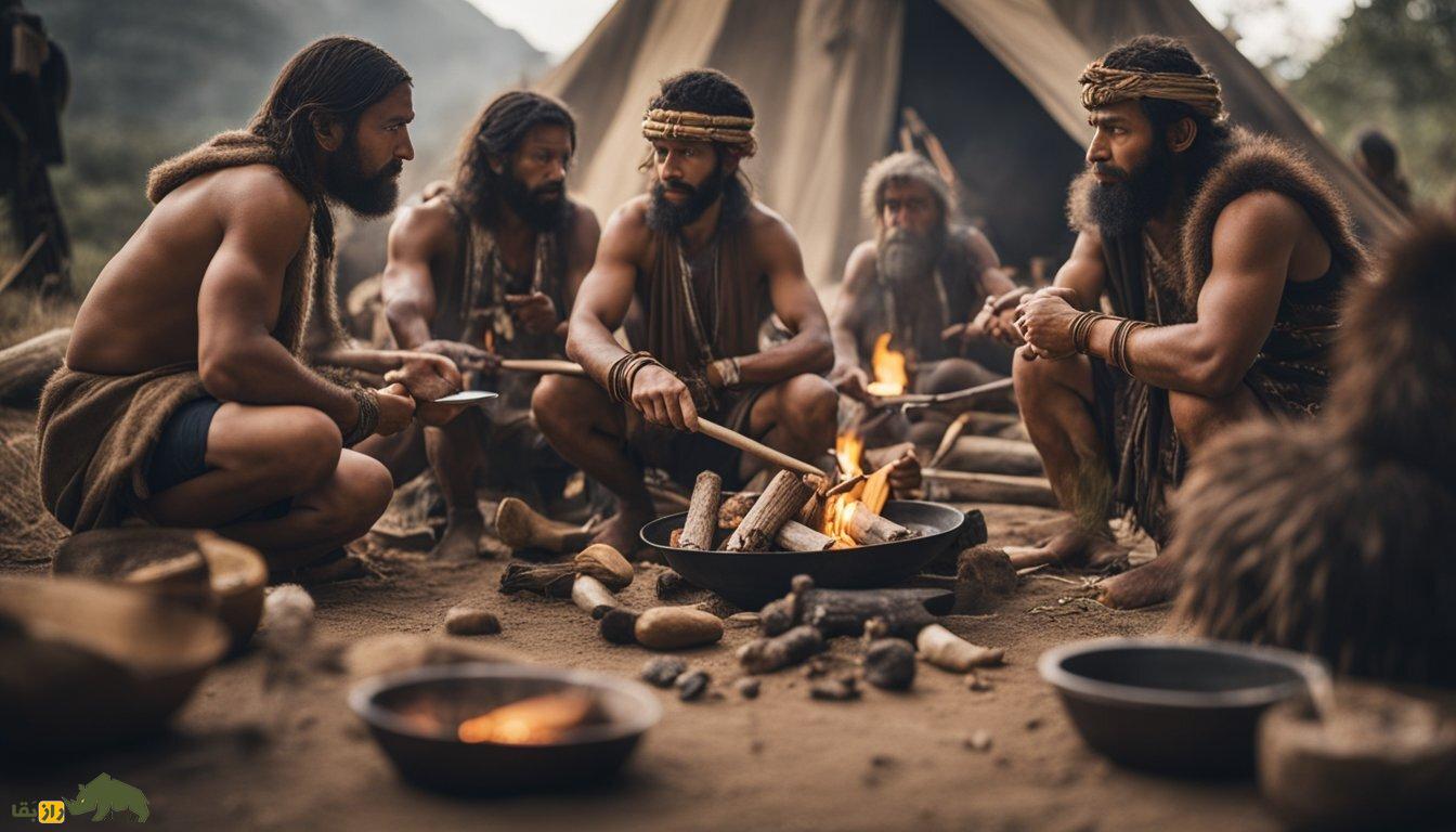 کلید رابطه جنسی انسان و نئاندرتال؛ گروه خونی انسان اولیه کشف شد بازسازی تصویری انسان های اولیه در کنار آتش