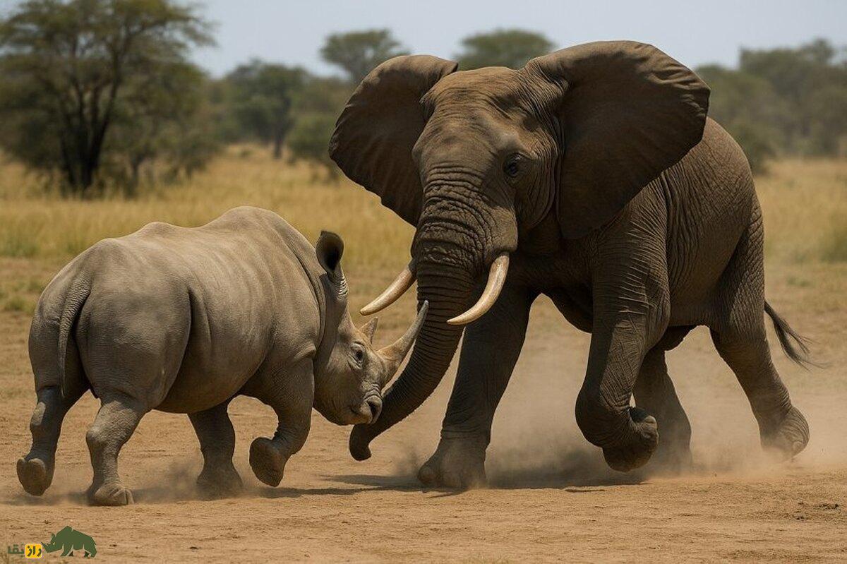 فیل قویتر است یا کرگدن و در مبارزه تن به تن این دو غول خشکی کدام پیروز میشود؟