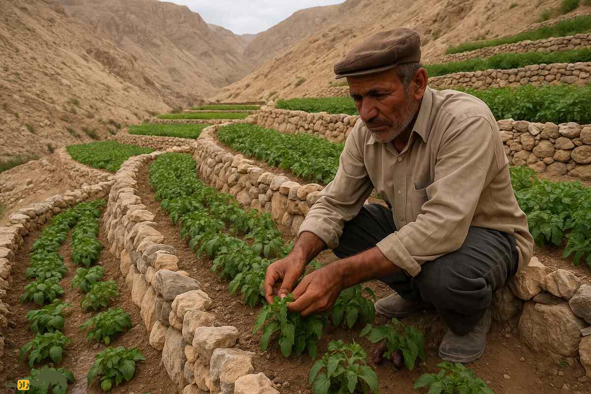 کشت تاقچهای؛ ابتکار کشاورزان کهگیلویه که توانستند در دل کوه سخت و سنگی، گوجه، بادمجان و سبزی پرورش دهند