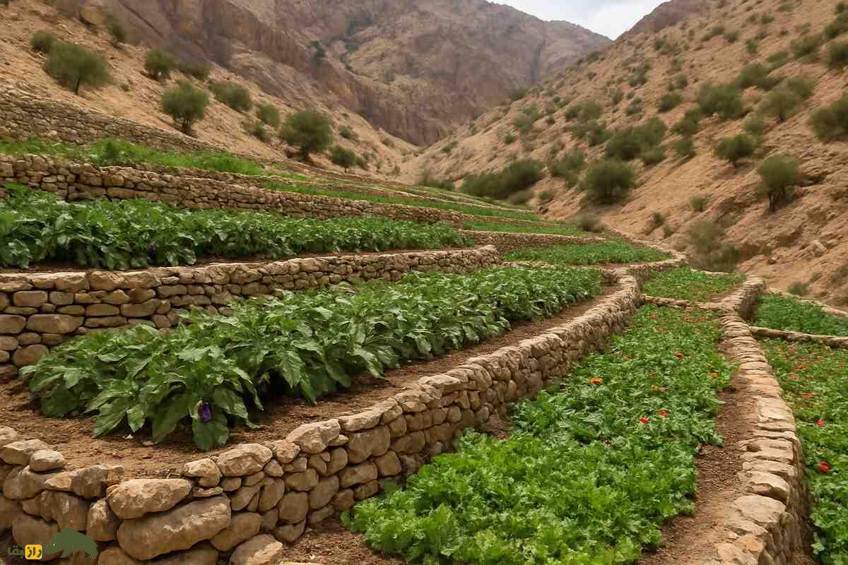 کشت تاقچهای در زاگرس؛ ابتکار کشاورزان کهگیلویه در پرورش سبزی، بادمجان و گوجه در خاکهای فقیر و شیبدار کشت تاقچهای در زاگرس؛ ابتکار کشاورزان کهگیلویه در پرورش سبزی، بادمجان و گوجه در خاکهای فقیر و شیبدار