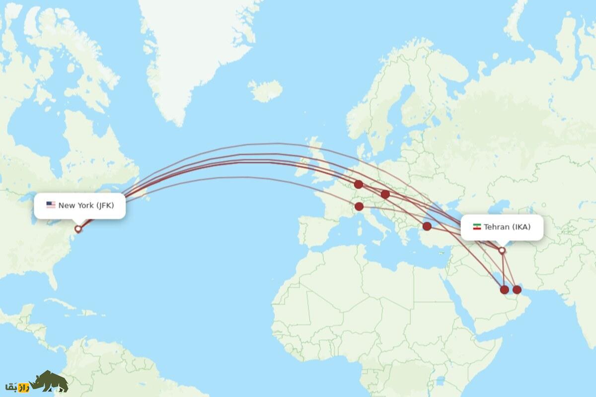 فاصله ایران تا نیویورک؛ از مسیر هوایی تا تونل زیرزمینی تخیلی فاصله ایران تا نیویورک؛ از مسیر هوایی تا تونل زیرزمینی تخیلی