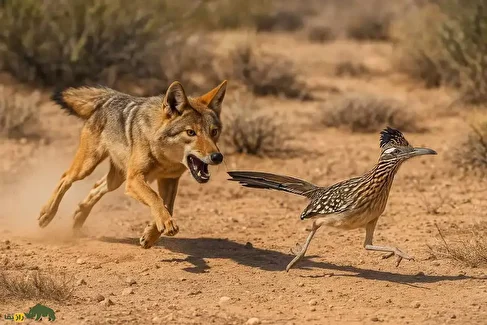 کارتون میگ‌میگ واقعی شد؛ فیلمی جالب از حمله کایوت به کوکوی دونده!