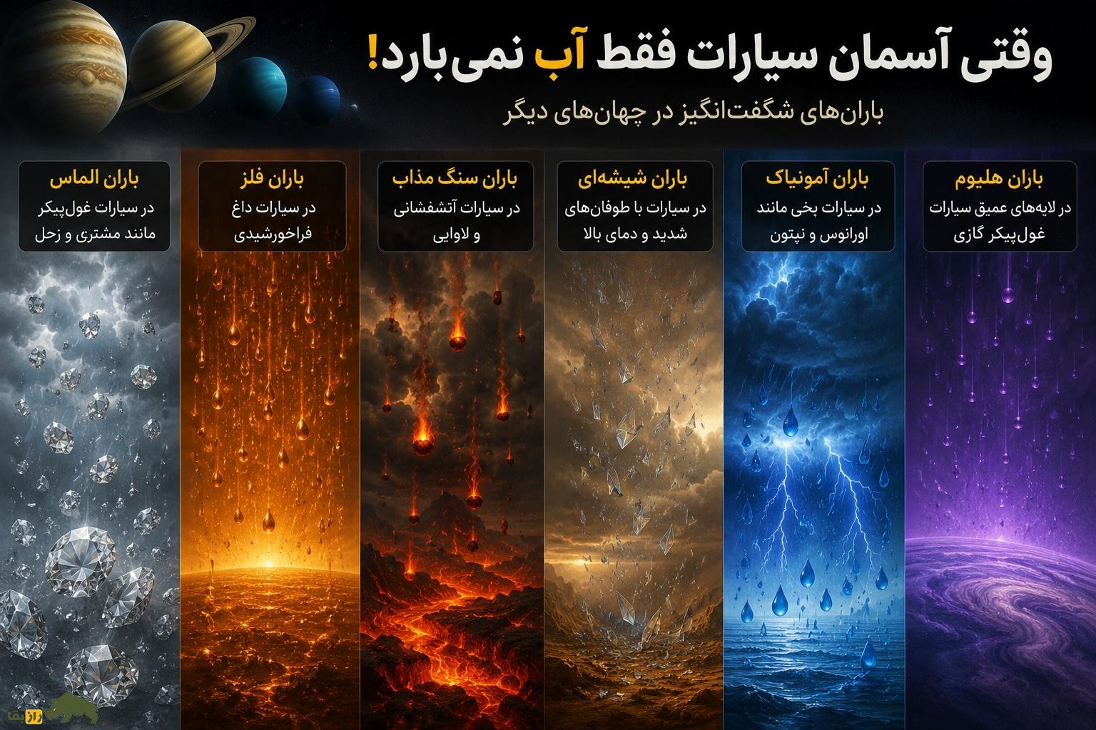 عجیب‌ترین بارش‌های کیهانی؛ از باران جواهرات گران‌قیمت تا بارش آهن و شیشه
