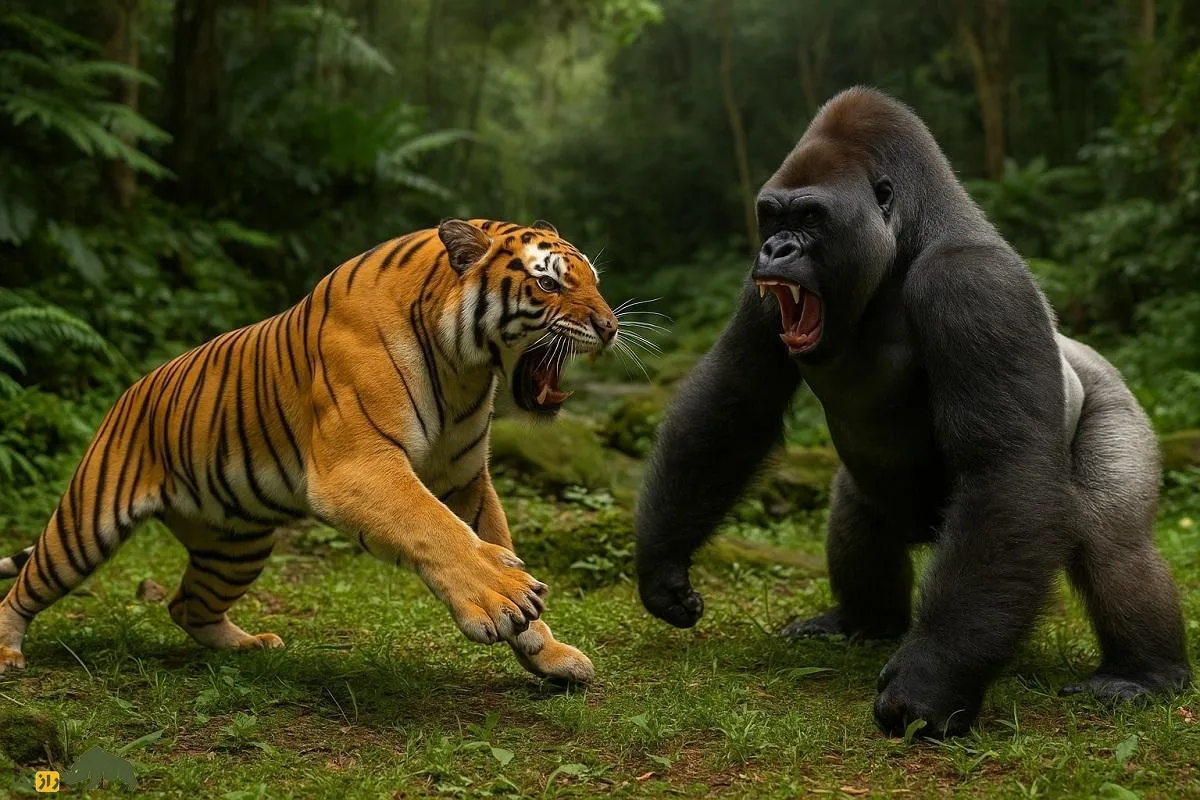 گوریل نر و ببر بنگال؛ کدام قوی‌تر است و برنده نبرد این دو تایتان جنگل کدام است؟